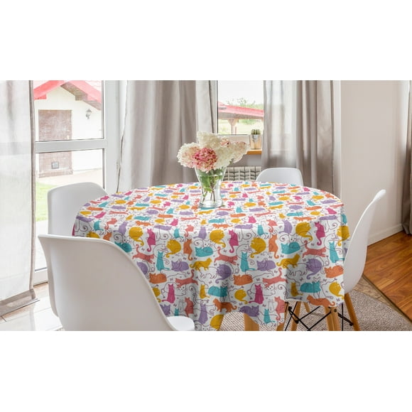 WOZO Rectangular Hipster Kitten Cat Heart Tablecloth Table Cloth Cover for Home Decor Dinner Kitchen Party Picnic Wedding Halloween Christmas 60x120 inch 